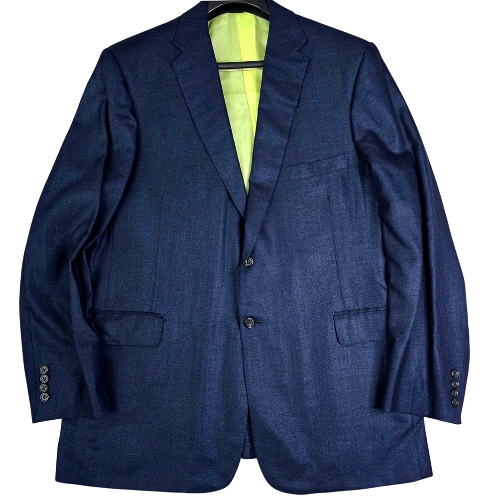 Tony Lama Men's 46L Navy Suit Jacket Blazer Yellow Lining Union Made USA Vintage
